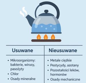 Porównanie związków usuwanych i nieusuwanych w trakcie gotowania wody w czajniku